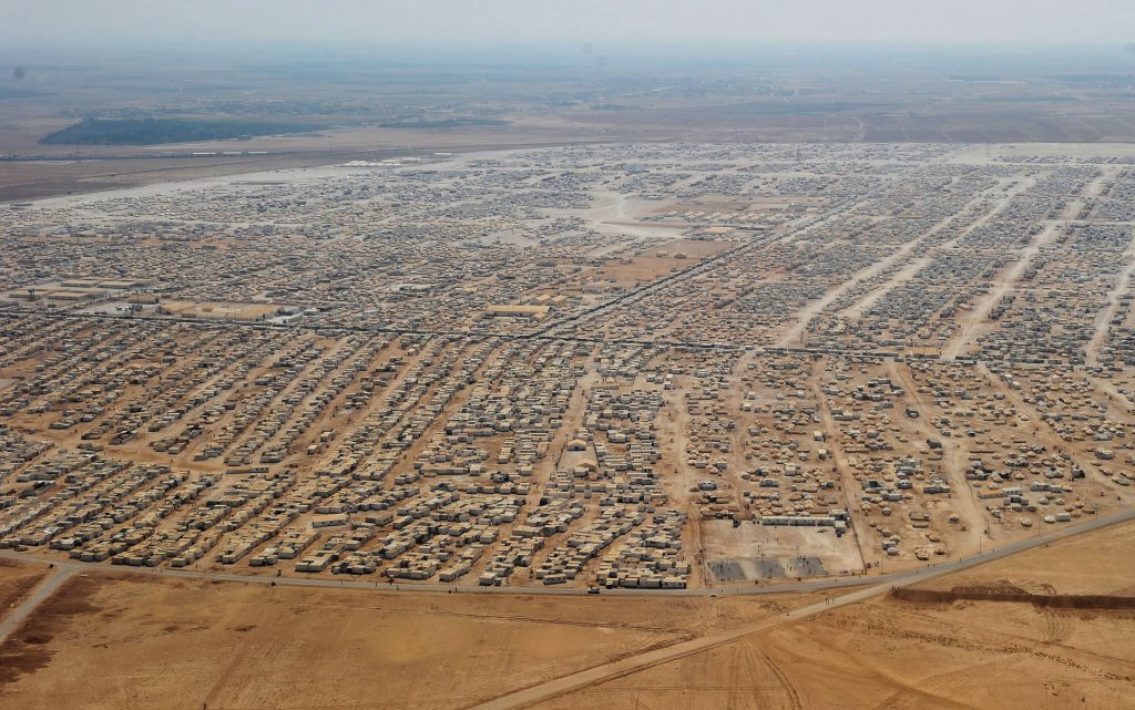 An aerial view of the Zaatari refugee camp, near the Jordanian city of Mafraq.