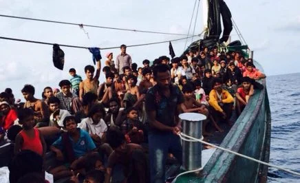 A boat crammed with 350 people drifting off the coast of Thailand and Malaysia