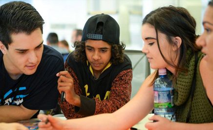 Young Indigenous students taking part in an AIME program