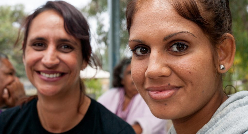 A young Indigenous woman in Bourke with Amnesty Indigenous Rights Campaigner, Tammy Solonec