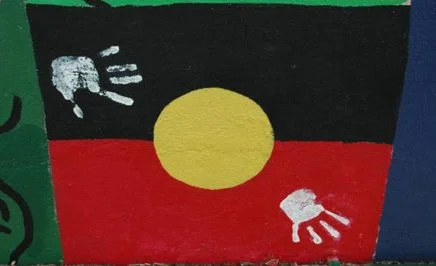 Street art of an Aboriginal flag