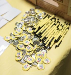 Amnesty branded pens and badges
