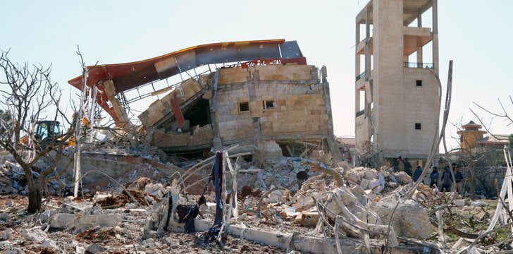 Rubble of a destroyed hospital