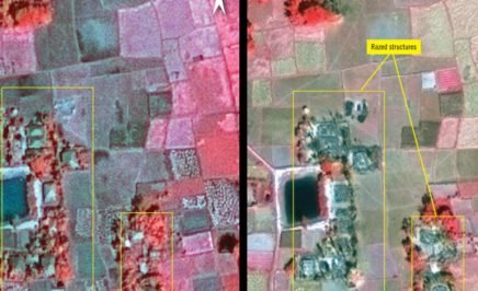Satellite images of a village in Rakhine