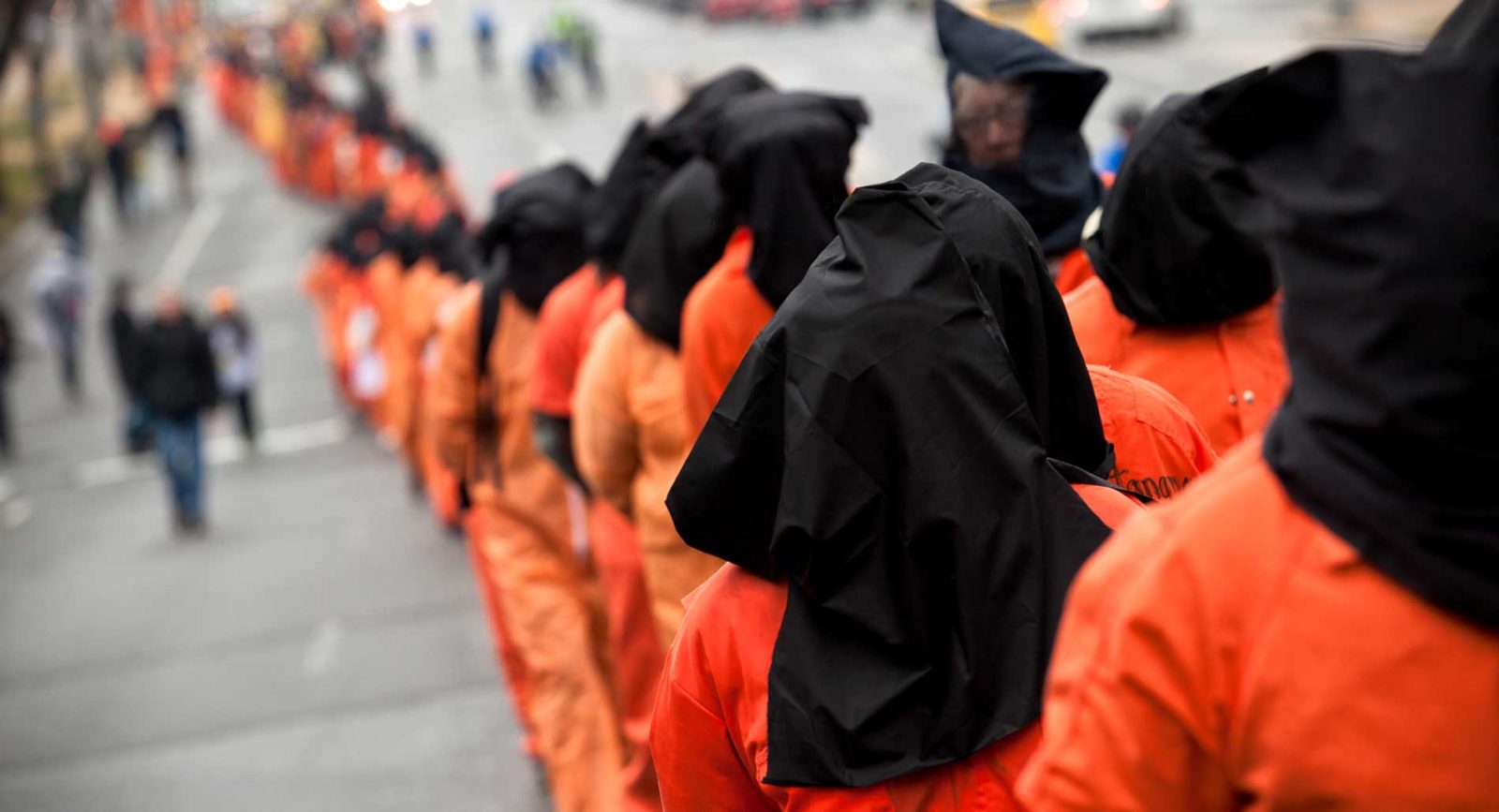 Amnesty International USA activists protest the Guantanamo Bay detention centre in Washington DC.
