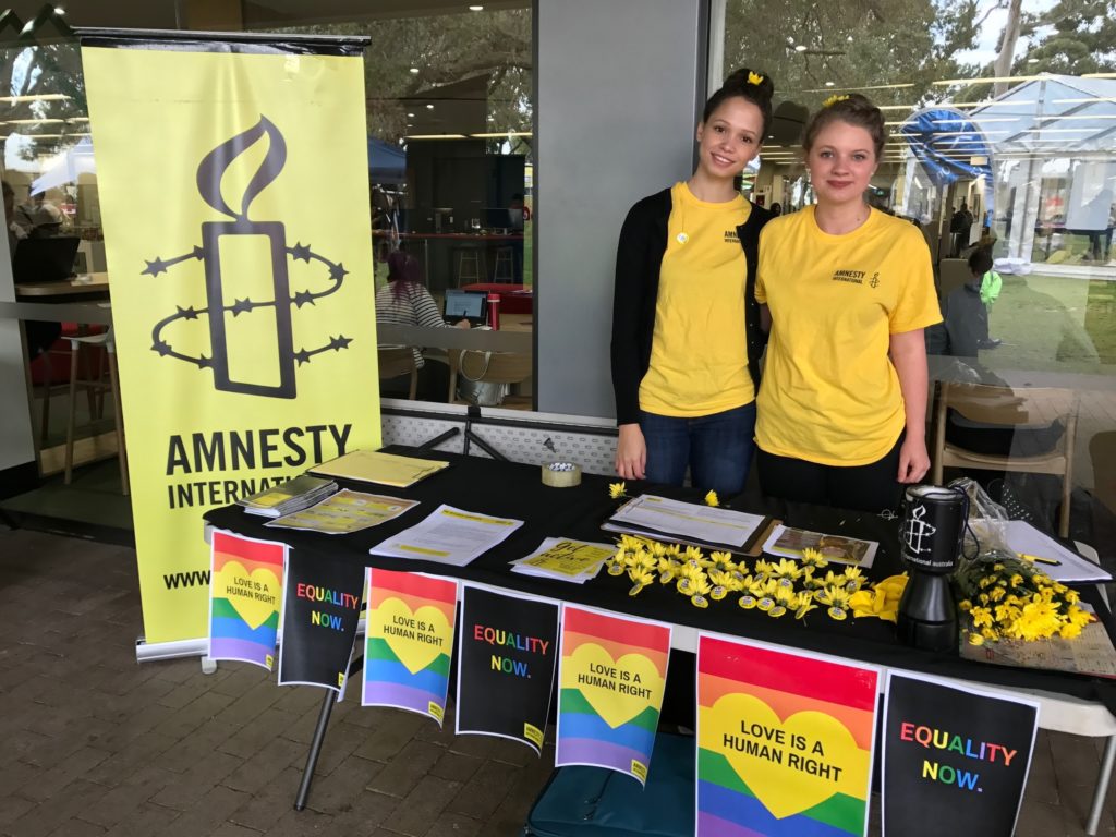 Murdoch University campus group running a "Say YES to Love" stall.