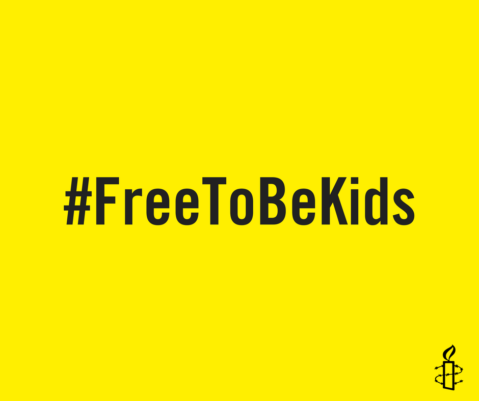 Yellow background, wording reads #FreeToBeKids