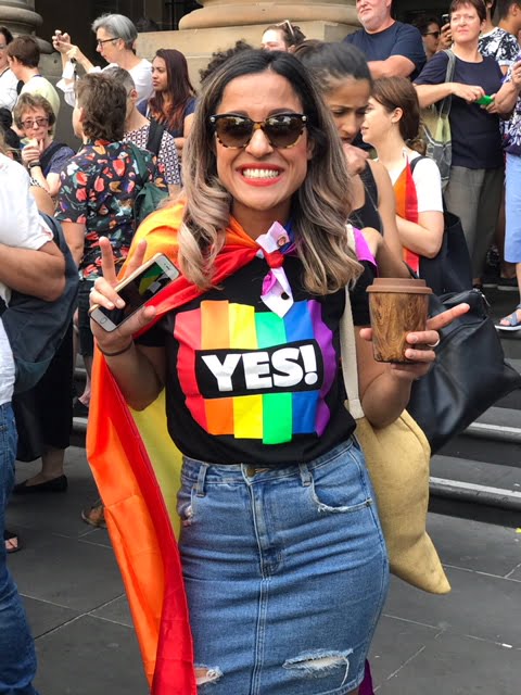 Amnesty's Crisis Campaigner Diana Sayed at a marriage equality celebration in Melbourne. © Private