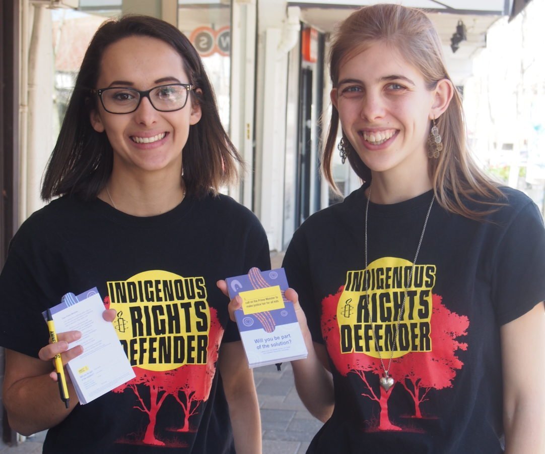 2 Amnesty WA Activists collect signatures for Amnesty Internationals Community is Everything campaign.
