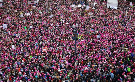 View of the Women's March on Washington from the roof of the Voice of America building - January 21, 2017