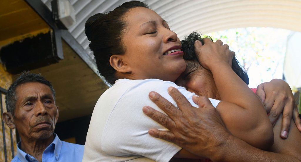 Teodora hugs her mother after her release. Photo: AFP/Getty Images