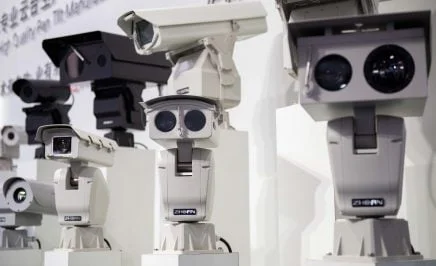 AI (artificial intelligence) security cameras using facial recognition technology are displayed at the 14th China International Exhibition on Public Safety and Security at the China International Exhibition Center in Beijing