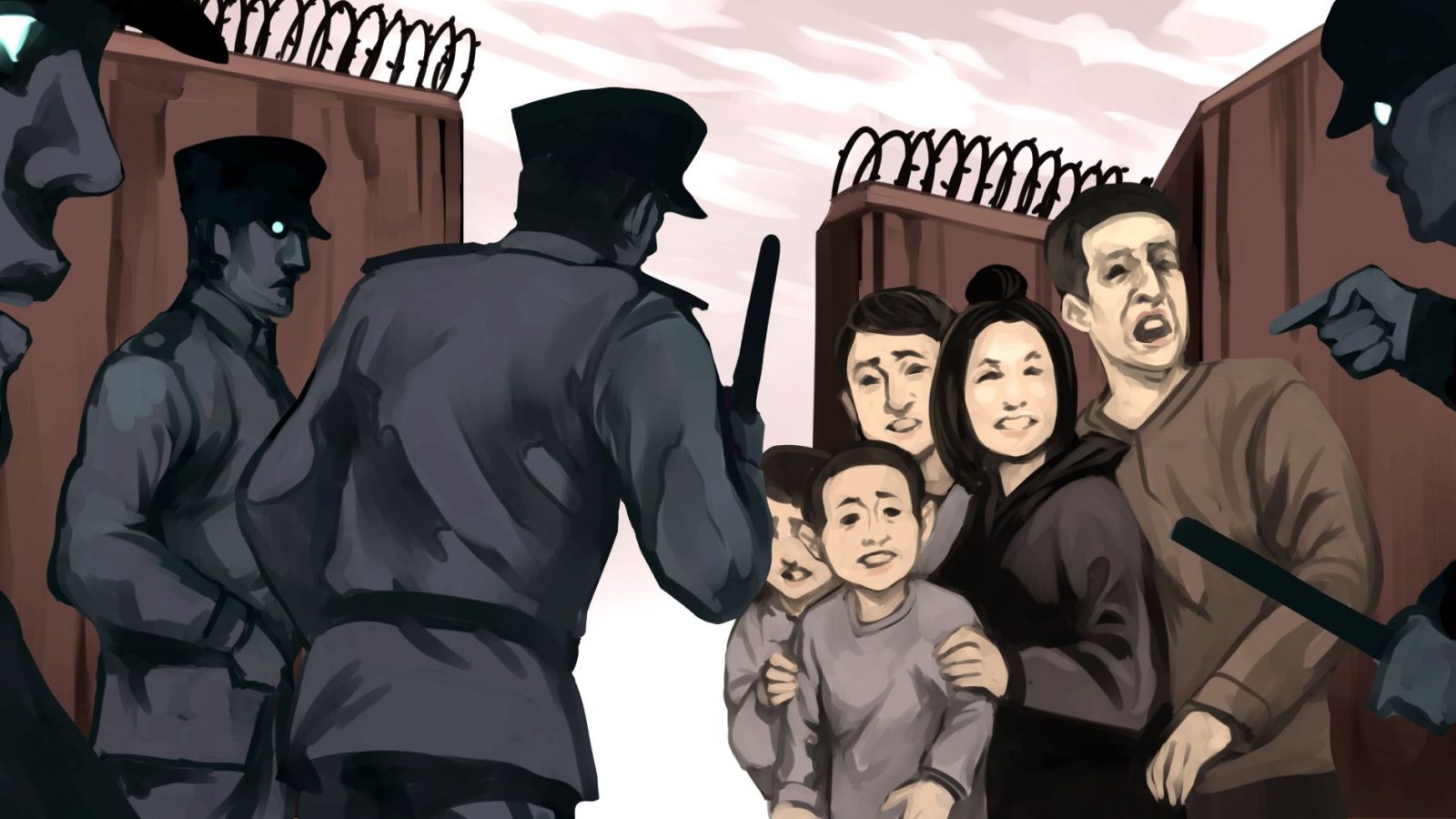 Illustration of a Uyghur family