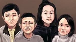 Illustration of Mihriban Kader's 4 children 