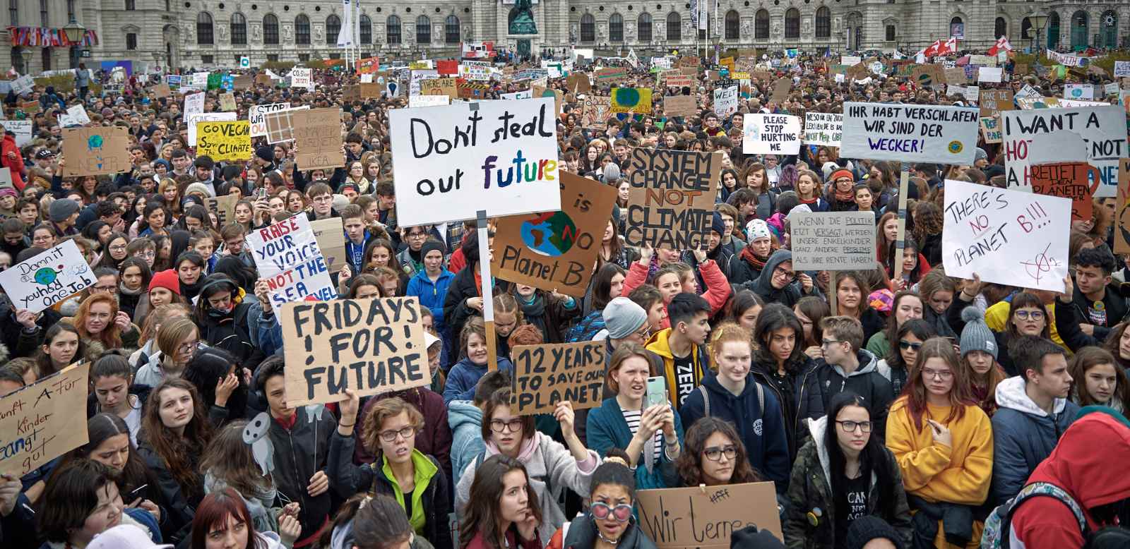 young people protesting for climate