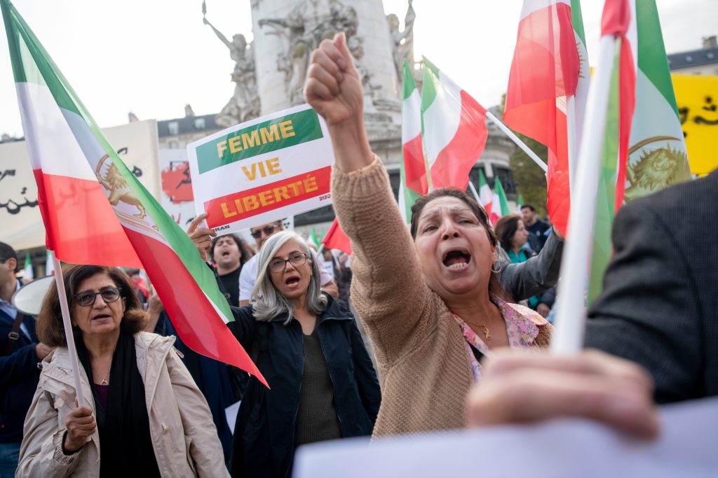 March to support the people of Iran, Place République, Paris, 30 October 2022.