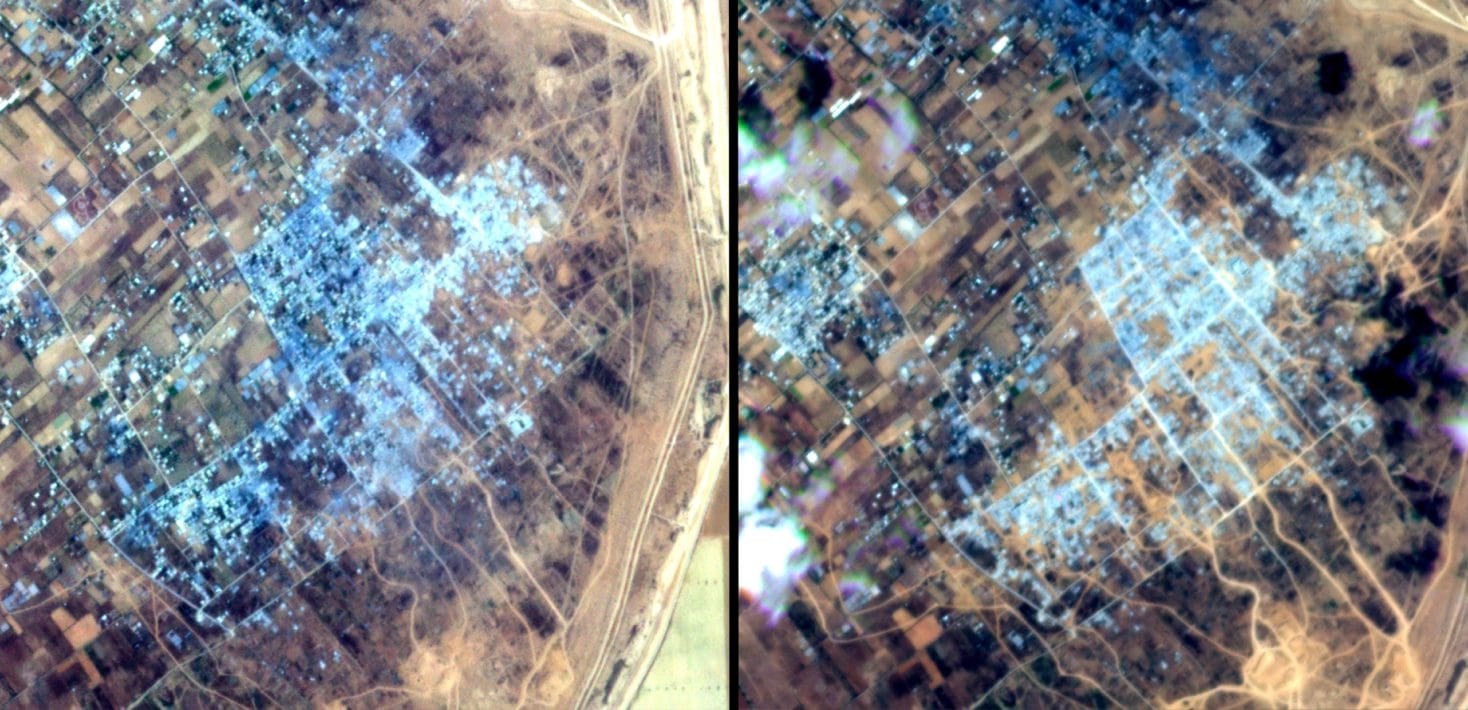 Satellite imagery reveals total razing of Khuza’a in May 2025 in further evidence of Israel’s wanton destruction and genocide in Gaza