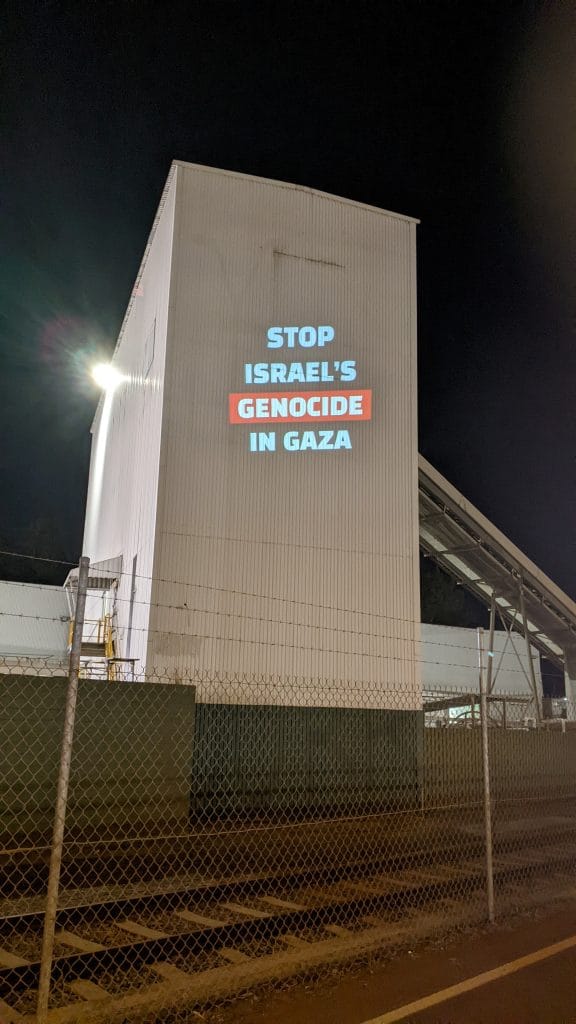 Capital city landmarks lit up by projections calling for an end to Israel’s genocide in Gaza - Perth, August 2025