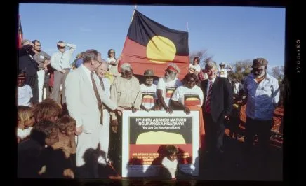 Aboriginal people and Torres Strait Islander peoples - handover of Uluru to traditional owners.