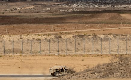 SOUTHERN ISRAEL, ISRAEL - OCTOBER 29: An Israeli army vehicle moves near the border with the Gaza Strip as seen from a position on the Israeli side of the border on October 29, 2025 in Southern Israel, Israel. Israeli Prime Minister Benjamin Netanyahu ordered 